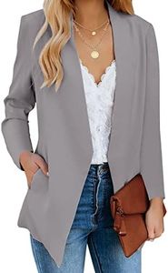 luvamia Women's Casual Long Sleeve Lapel Button Slim Work Office Blazer Jacket Work Jackets for Women Office Titanium Size Small Size 4 Size 6