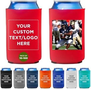 Custom Neoprene Collapsible Can Coolers 12 oz. Set of 10/50/100, Personalized Bulk Pack - Great for Weddings, Parties, Anniversary, Indoor & Outdoor Events - Red