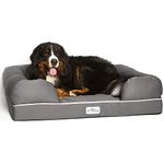 PetFusion Ultimate Memory Foam Dog Bed Lounge Orthopaedic Comfortable Large Waterproof Bed For Big Dogs - Grey - X-Large (112 x 86 x 25cm)