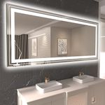 Snowdool LED Bathroom Mirror, 84"x40" with Front and Backlit, Anti-Fog, Large Bathroom Vanity Mirror for Wall, Memory Function, Stepless Dimmable, Tempered Glass (Horizontal/Vertical)