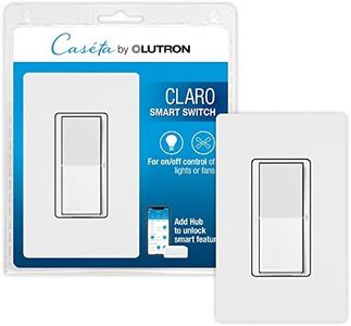 Lutron Caseta Smart Lighting Claro Smart Switch w/ Wall Plate for Light Bulbs and Fans, Works w/ Alexa, Apple Homekit, Google Home (Hub Required), 5A, Neutral Required, DVRFW-5NS-WH-A, White