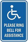 Signs ByLITA Portrait Round Please Ring Bell For Assistance Sign (Blue) - Small 1 Pack