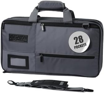 Asaya Chef Knife Bag - 28-Pocket Knives Carrying Case for Kitchen Tools and Utensils, Ballistic Nylon Chef Knife Roll Bag with Adjustable Shoulder Strap - Knives Not Included (Grey)