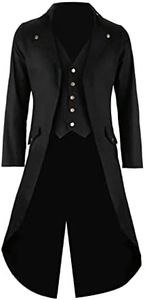 Mens Black Vintage Tailcoat Jacket Fancy Cool Cosplay Costume Robe