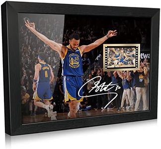 ORIMAMI Gifts for Basketball Player Stephen Curry Fans,Sport Superstar Picture Desktop Framed Photo 8x6 Inches with Printed Signed and 1x35mm Film Mini Cell Display