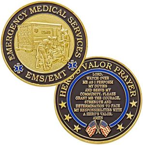 Hero's Valor Emergency Medical Services EMS/EMT Challenge Coin Prayer 1-Pack (Single Coin)