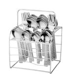 Parage 25 Pieces Decora Premium Stainless Steel Cutlery Set For Home & Kitchen (Contains: 6 Table Spoons, 6 Forks, 6 Master Spoons, 6 Soup Spoons, 1 SS Stand) Spoon Set, Dining Tableware Fancy- Silver