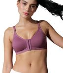 BODYSIZE Cotton Front Open Bra for Women Daily Use | Non-Padded, Non-Wired | Sweat Absorbent Seamless Bra | Full Coverage Regular Wear | Twin Hook Adjuster (Cup Size: B) Mulberry(40)