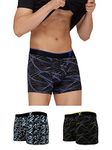 XYXX Men Micro Modal Trunk, Snug Fit, Printed, Pack of 3, XYTRNK3PCKN531L, Yellow Laser+Pink Laser+Marble, L