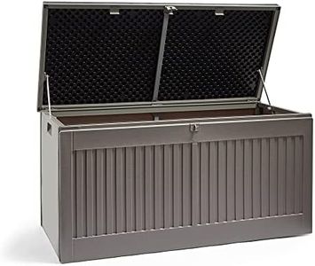 VonHaus Garden Storage Box 270L – Outdoor Utility Chest Organiser – Weatherproof Plastic, Lockable Lid, Sliding Bar Hinge, Carry Handles, Portable – For Garden, Patio, Balcony, Decking – Grey, Black