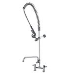 Commercial Kitchen Pre-Rinse Spray Tap, Double Pedestal Pull Out Flexible Hose Sink Kitchen Wall-Mount Tap