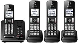 Panasonic DECT 6.0 Expandable Cordless Phone with Answering Machine and Call Block - 4 Cordless Handsets - KX-TGD394CB (Black)