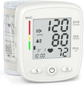 Blood Pressure Monitor Digital Wrist BP Machine Automatic BP Cuff with 2 Users 180 Memory Voice Large LCD Display Adjustable Cuff USB Charging Carrying Case