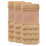 YARBAR Bra Extender 3 Hook Womens Bra Strap Extenders Pack of 3 Soft Comfortable (Beige, 1/2 inch spacing)