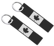 2PCS Black Canada Embroidered Flag Keychain,Embroider Canadian Maple Leaf Tag Keyring Key Chain for Car Motorcycle Auto