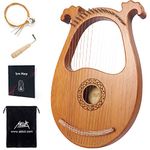 16 String Lyre Harp,AKLOT Deer Smile lyras Harps Mahogany Body and Copper Saddle with Tuning Wrench Spare Strings Bag Manual