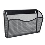 EasyPAG 1 Pocket Landscape A4 Mesh Hanging Wall File Holder Mail Organiser Magazine Storage,Black