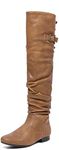 DREAM PAIRS Women's Suede Over The Knee Thigh High Winter Boots,Size 9.5,Camel/Pu,Colby