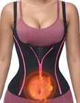 YADIFEN Waist Trainers for Women Belly Fat,Zipper Corset Body Shaper for Tummy Control Neoprene Cincher Tank Top with Straps Black-pink