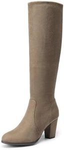 DREAM PAIRS Women's Chunky Heel Knee High and Up Boots,Size 11,Khaki,MIDLEG