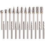 22 PCS Rotary Burr Set, AFUNTA 1/8" 1/4" Double Cut Tungsten Steel Carbide Rotary Burr Set Shank Rotary Grinder Burr Bits for Engraving, Wood Working, Polishing, Drilling