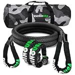 Rhino USA Kinetic Bridle Rope Recovery Kit (1in x 10ft) - Heavy Duty Offroad Snatch Strap - Includes 2 Soft Shackle for UTV, ATV, Truck, Car, Jeep, Tractor (Black)