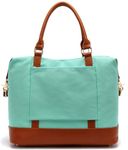 Bluboon Travel Tote Bags with Zipper Ladies Canvas Bag Weekender Overnight Bag for Women Carry on Duffel Bag Trolley Sleeve, Mintgreen, L, Classic