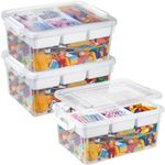 Greentainer 16L Plastic Storage Bins with Lids & Removable Tray, 3 Pack Stackable Arts & Crafts Storage Boxes Containers for Organizing Bead, Tool, Sewing, Playdoh, Toys