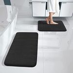 Yimobra Memory Foam Bath Mat Set, Non Slip Super Water Absorption Soft Bathroom Rugs, Thick, Dry Fast, Machine Washable for Bathroom Floor Mat, 43x61+81x51 cm, Black