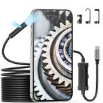 Dual Lens Endoscope Camera with Light, Teslong 1080P HD Endoscope Inspection Camera with 8+1 LED Lights, Flexible Waterproof Borescope Camera, Compatible with iPhone 15/Android Smart Phone (16.5FT/5M)