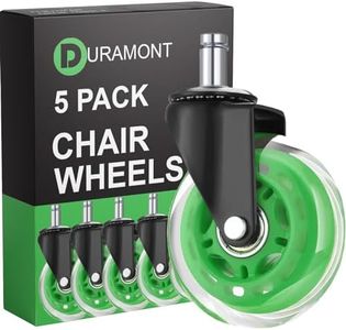 Office Chair Wheels - Set of 5 Rollerblade-Style Casters, Smooth & Quiet Rolling, Protects Hardwood Floors & Carpets, Universal Fit, Durable and Long-Lasting - Green