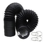 4 Inch Flexible Ducting Hose 16.5 feet, Black Aluminum Ducting Dryer Vent Hose with 2 Screw Clamps for Heating Ventilation Air Conditioning (HVAC), Boat Blower, Exhaust Grow Tents