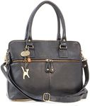 Catwalk Collection Handbags - Women's Large Leather Shoulder Bag - Tote With Multiple Compartments - Additional Crossbody Strap - VICTORIA - Black