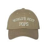 World's Best Pops Baseball Cap - Gifts for Grandpas, Khaki, One Size