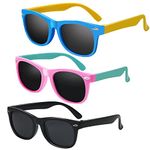 Kids Girls Boys Polarized Sunglasses 3 Pack Flexible TPEE Rubber Glasses Sunglasses for Kids Ages 3-8