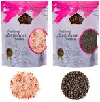 Cerez Pazari Whole Black Peppercorns 250g, Himalayan Pink Salt (Coarse Grain) 650g, Premium Quality, Freshly Packed For Grinder Refill, Resealable Bulk Bag, Non-GMO and Gluten Free