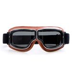 evomosa Motocross Leather Goggles Over The Descriptions Glasses Open or Half Face Helmet women men sunglasses (Copper Frame, Smoke Lens)