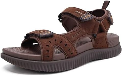 KuaiLu Mens Leather Hiking Sandals With Arch Support Orthopedic Sport Recovery Athletic Walking Sandals For Man Outdoor Summer Casual Thick Cushion Beach Water Fisherman Sandal, size 9.5 Dark Brown