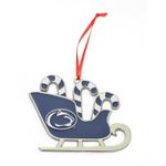 Penn State Nitty Lions Candy Cane Sleigh Metal Christmas Ornament