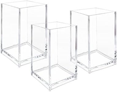 Newkita 3 Pack Clear Acrylic Cosmetic Pencil Pen Holder Cup, Clear Makeup Brush Holder, Desk Acrylic Brushes Storage