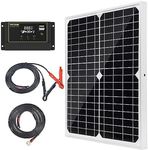 Topsolar 20W 12V Solar Panel kit Battery Charger Maintainer + 10A PWM Solar Charge Controller +Solar Cable for Car RV Marine Boat 12 Volt Battery Off Grid