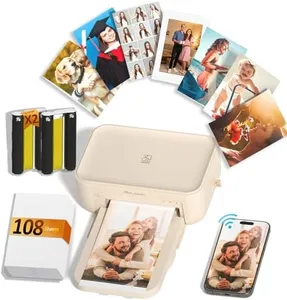 HPRT CP4100 4x6 Photo Printer with 108 Sheets & 2 Ribbons, Full-Color Thermal Dye Sublimation Wi-Fi Printing, Portable Instant Picture Printer for iPhone/Android, AR Video, Fun App, Home Use, Beige