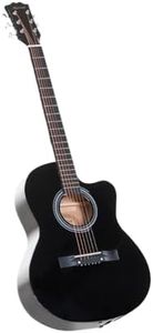 40in Karrera Acoustic Cutaway Guitar Bonus Bag Strings Picks Winder Strap Black