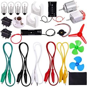 ELCOHO Educational Electric Circuit Kits Toys Science Montessori Learning Kits Electronics Motor Kits with Storage Bag for DIY Science Project, 23 Pieces