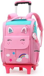 IvyH Sac à Dos pour Enfant Cartable a Roulettes Garçon Fille Sac Primaire Scolaire Roulette Monter des Escaliers Garcon Sac école Fille Cartable pour Quotidien et Voyage 6-10 Ans, Rose