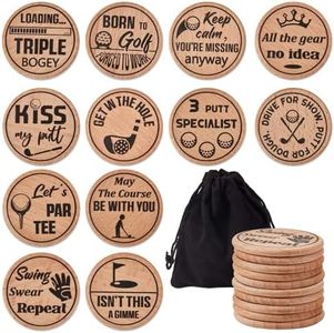Namalu 12 Marcadores de Pelotas de Golf Divertidos Grabados para Putting Etiqueta de Golf de Madera Verde Regalo Novedoso para Mal Putter Accesorios de Golf de Broma para Hombre Día del Padre Navidad