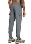 BALEAF Mens Pants, Lightweight Joggers Quick Dry Cargo UPF 50+ Stretch Jogger Pants Hiking Outdoor Running Track Workout, Grey, Large