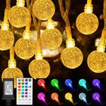 Color Changing String Lights Indoor, 33ft 60LED Connectable Plug in Crystal Globe String Lights Remote, Decorative Outdoor Lights for Girl Gift Room Wall Patio Garden Tent Camp Party Christmas Decor