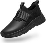 NINGO Non Slip Work Shoes for Men Food Service, Water & Oil Resistant Slip On Kitchen Chef Shoes, Comfortable Padded EVA Outsole Slip Resistant Work Shoes for Men with Removable Insole Black