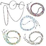 WLLHYF Beaded Eyeglass Chains 4 Pcs Sunglasses Lanyards Eyewear String Holder Fashion Eyewear Accessory Chain Acrylic Glasses Cord Color Mask Chain for Women Girls, Colorful, One Size